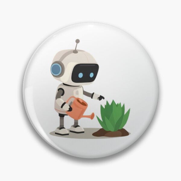 Item preview, Cute Robot Watering a Plant designed and sold by CoralCactusArt.