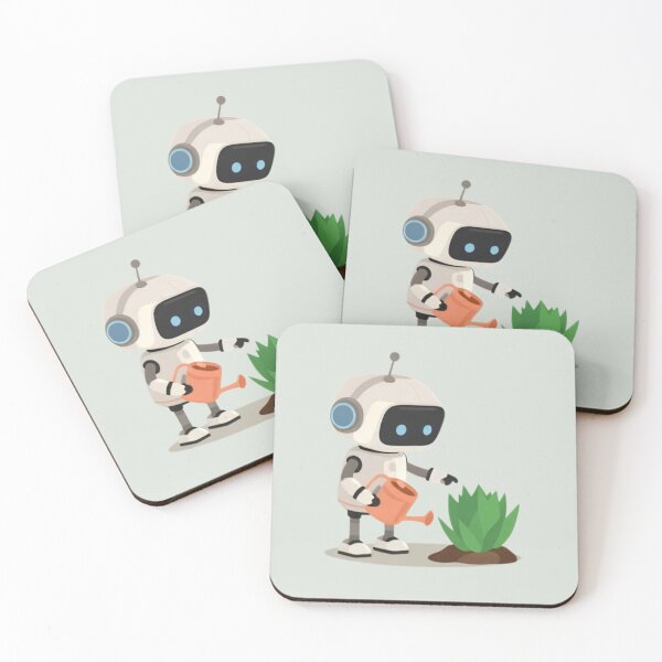 Item preview, Cute Robot Watering a Plant designed and sold by CoralCactusArt.