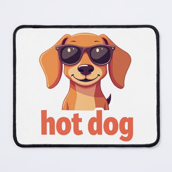 Item preview, Cool dachshund wearing sunglasses with hot dog text designed and sold by Prints by Mat.