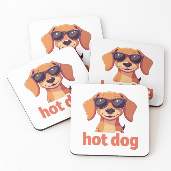 Item preview, Cool dachshund wearing sunglasses with hot dog text designed and sold by Prints by Mat.