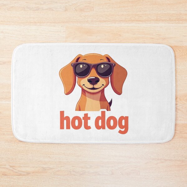 Item preview, Cool dachshund wearing sunglasses with hot dog text designed and sold by Prints by Mat.