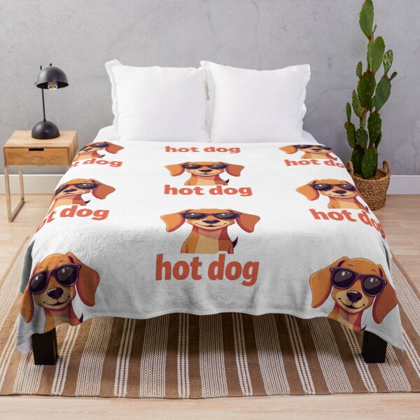 Aperçu de l'œuvre Teckel cool avec lunettes de soleil et texte hot dog créée et vendue par Prints by Mat.