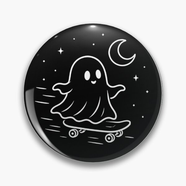 Item preview, Moonlit Ghost Skateboarder – Cute Kawaii Spooky Art designed and sold by SakuraHQ.