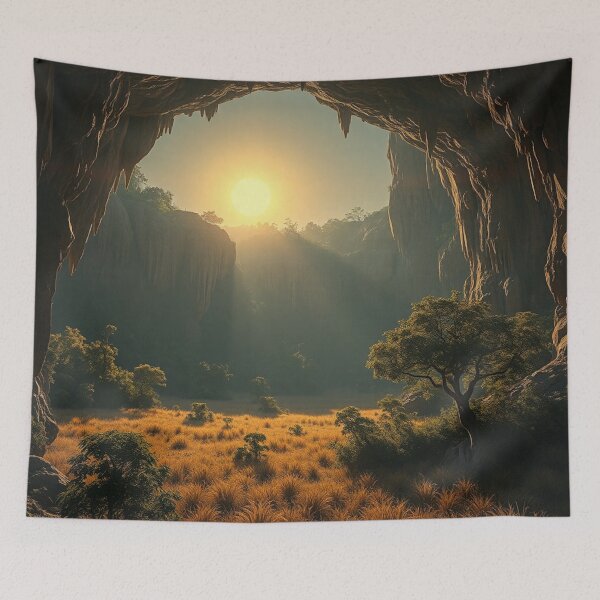 Item preview, Cave Arch Golden Sunburst Landscape designed and sold by IntelliMindDesigns.