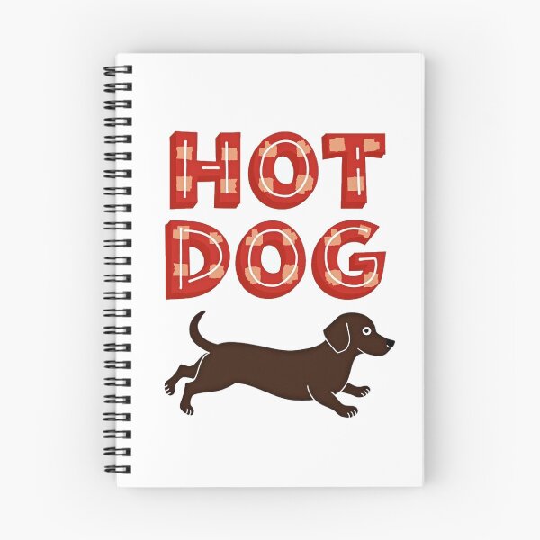 Item preview, Running dachshund with hot dog text funny sausage dog design designed and sold by Prints by Mat.