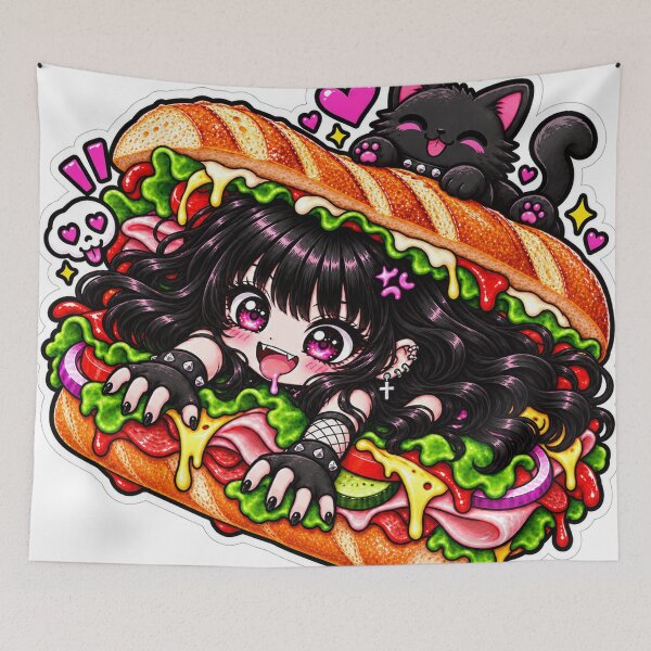 Item preview, Goth Food Gremlin Loves Baguette Sandwiches designed and sold by AnnekeJordaan.