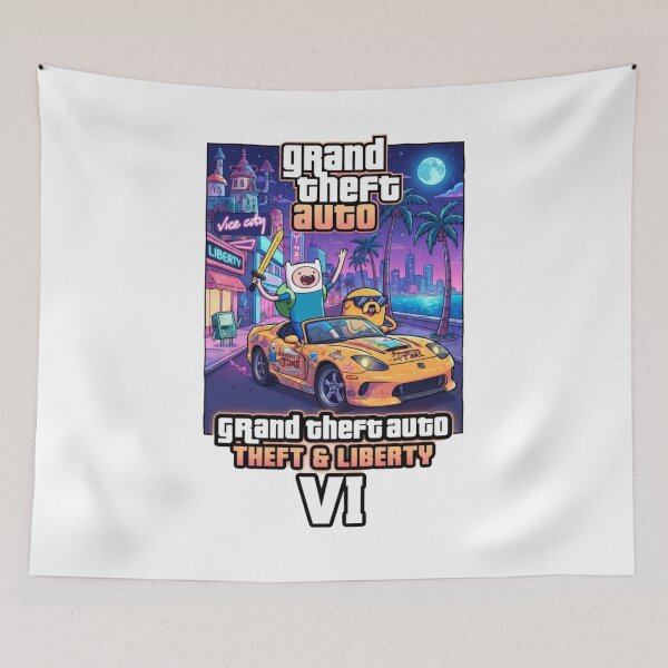 Item preview, Adventure Time GTA Vice City Mashup - Finn and Jake Sports Car Art designed and sold by jhgjykuo.