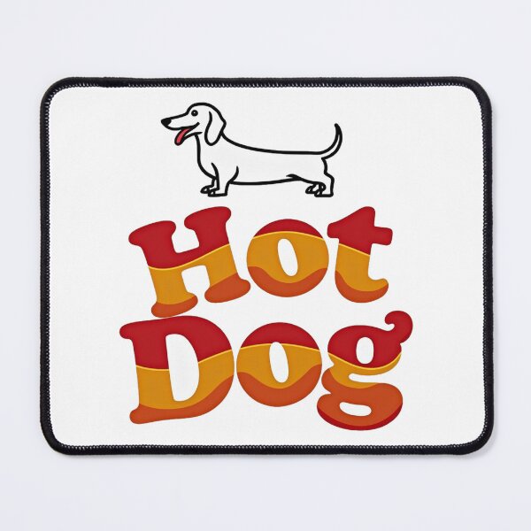 Aperçu de l'œuvre Teckel drôle hot dog lettrage retro pour amoureux des teckels créée et vendue par Prints by Mat.