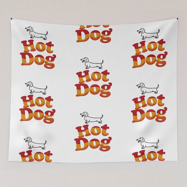 Item preview, Funny dachshund hot dog retro lettering for wiener dog lovers designed and sold by Prints by Mat.