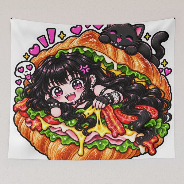 Item preview, Goth Food Gremlin Loves Croissant Sandwiches designed and sold by AnnekeJordaan.