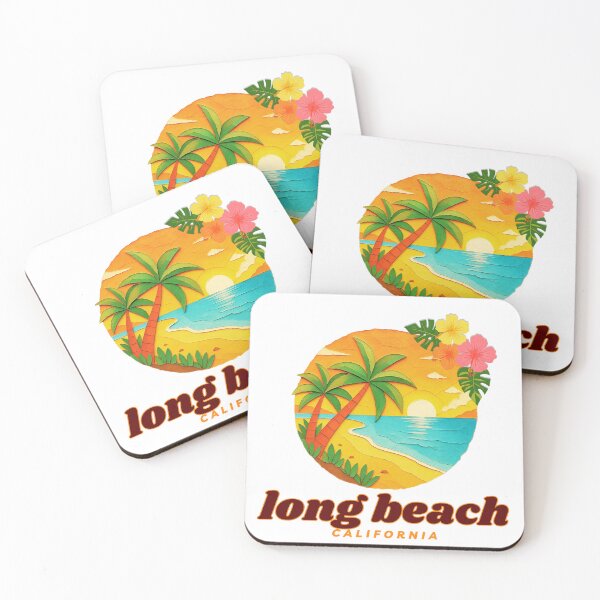Item preview, Long Beach California Retro Sunset Palm Trees Paper Cut Art designed and sold by DonnaRaine.