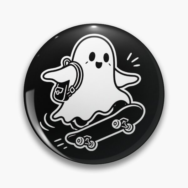 Item preview, Adventure Ghost Skateboarder – Cute Kawaii Ghost with Backpack designed and sold by SakuraHQ.