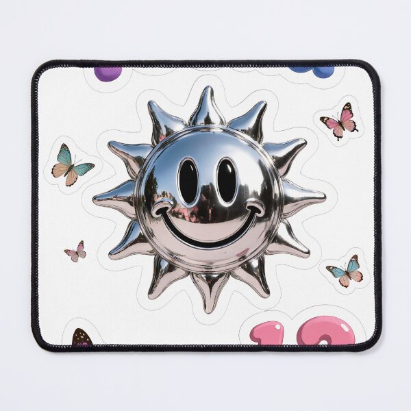 Item preview, Y2K Aesthetic Metallic Sun Face Butterflies designed and sold by GSideArtStore.