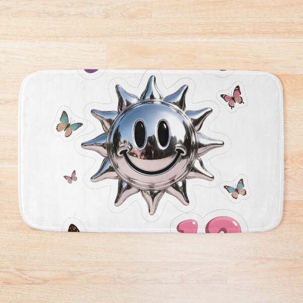 Item preview, Y2K Aesthetic Metallic Sun Face Butterflies designed and sold by GSideArtStore.