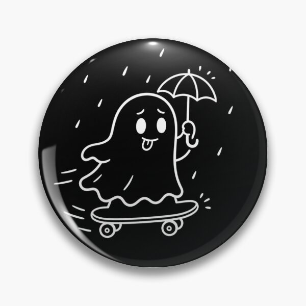 Item preview, Rainy Day Ghost Skateboarder – Cute Kawaii Ghost with Umbrella designed and sold by SakuraHQ.