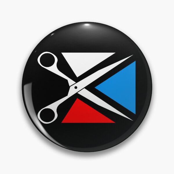 Item preview, A pair of scissors with pieces of fabric in three colors: white, blue, and red. designed and sold by yuretzius.