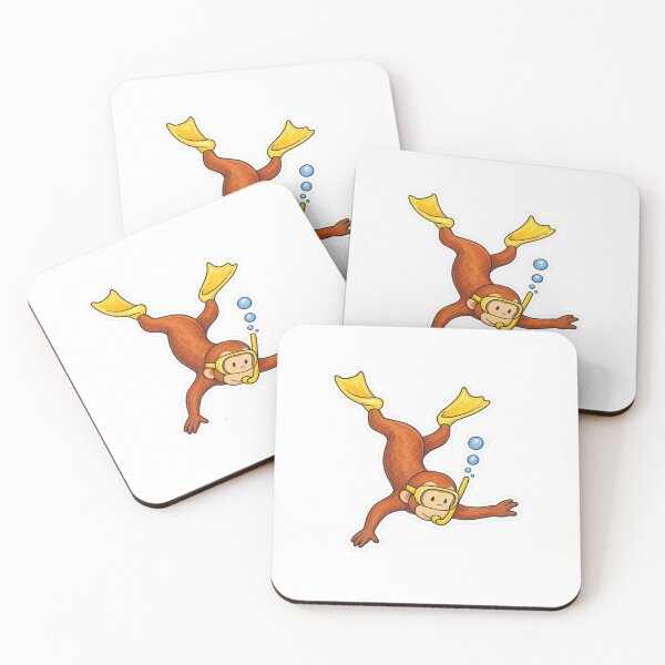 Item preview, Curious George swimming  designed and sold by Jadedoodle.