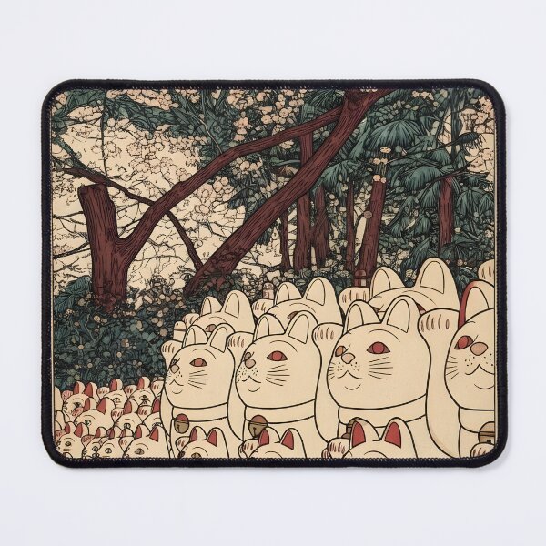 Item preview, Lucky Cats Shrine – Japan Woodblock Print designed and sold by JAPANCE STUDIO.