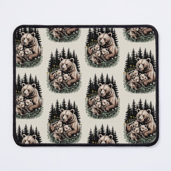 Item preview, Mother Bear and Cubs Forest Art designed and sold by NuvoraNest.