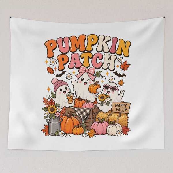 Item preview, Cute Pumpkin Patch Ghosts Halloween Fall Kawaii Autumn designed and sold by afr-saad.