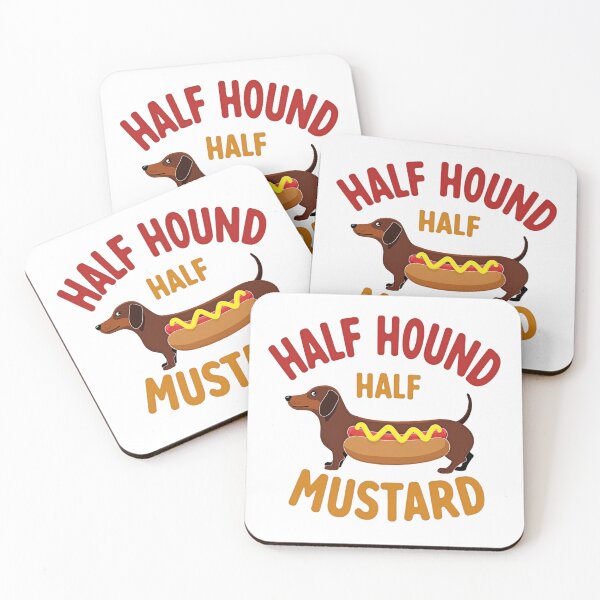 Artikelvorschau, Halb Hund halb Senf lustiger Dackel Hot Dog Design entworfen und verkauft von Prints by Mat.