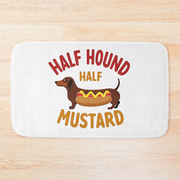 Item preview, Half hound half mustard funny dachshund hot dog design designed and sold by Prints by Mat.