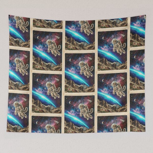 Item preview, Maine Coon Astronaut Floating Above Cosmic Earth Horizon designed and sold by PictoVibe.