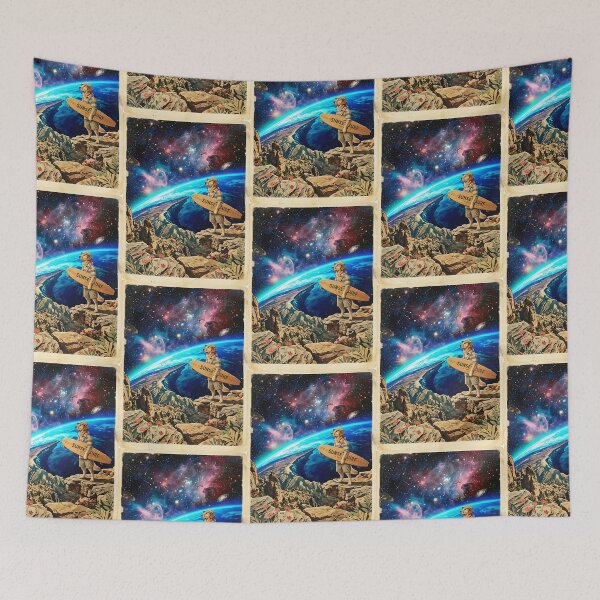 Item preview, Golden Retriever Surf Instructor Watching Cosmic Tides designed and sold by PictoVibe.