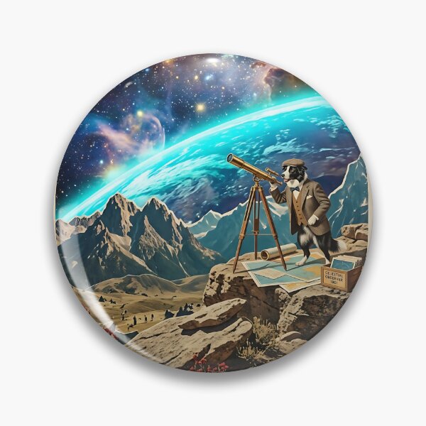 Item preview, Border Collie Astronomer Gazing Through a Cosmic Telescope designed and sold by PictoVibe.