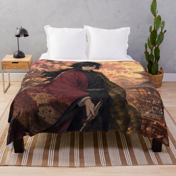 Item preview, Giyu Tomioka Demon Slayer Sakura Temple Sunset designed and sold by mildaclairmo.