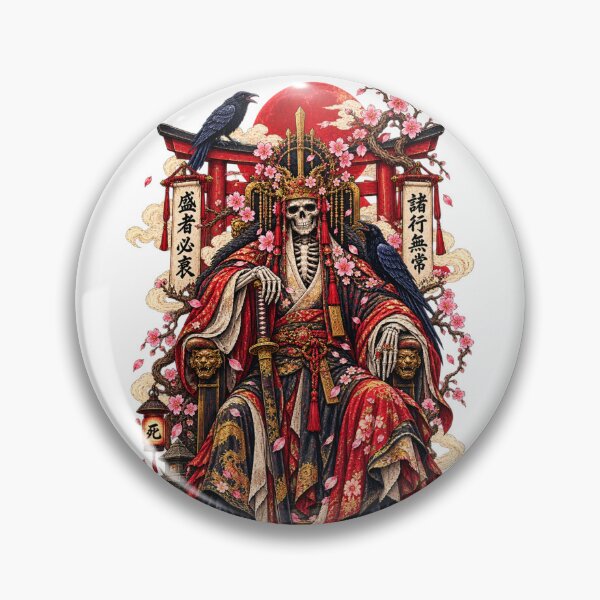Item preview, The Emperor of the Withered Cherry Trees – Japanese Skeleton Emperor Ukiyo-e Art designed and sold by Substance_life.