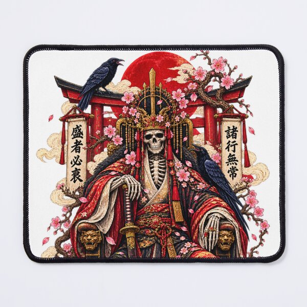 Item preview, The Emperor of the Withered Cherry Trees – Japanese Skeleton Emperor Ukiyo-e Art designed and sold by Substance_life.