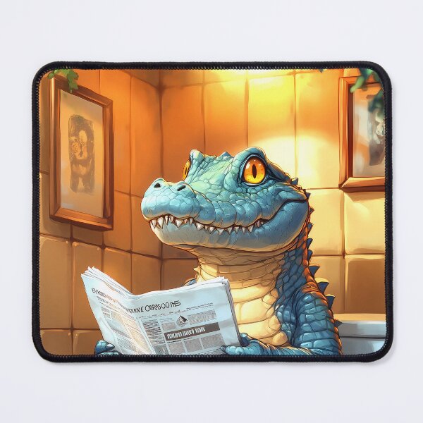 Item preview, Crocodile Newspaper Reader Bathroom Kawaii Reptile Humor Scene designed and sold by mildaclairmo.