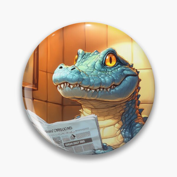 Item preview, Crocodile Newspaper Reader Bathroom Kawaii Reptile Humor Scene designed and sold by mildaclairmo.