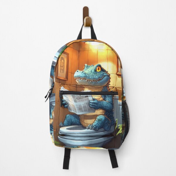 Item preview, Crocodile Newspaper Reader Bathroom Kawaii Reptile Humor Scene designed and sold by mildaclairmo.