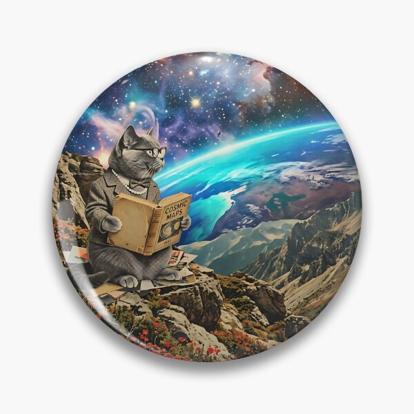 Item preview, British Shorthair Librarian Reading Above the Curved Earth designed and sold by PictoVibe.