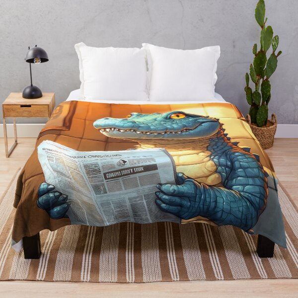 Item preview, Crocodile Newspaper Reader Bathroom Kawaii Reptile Humor Scene designed and sold by mildaclairmo.