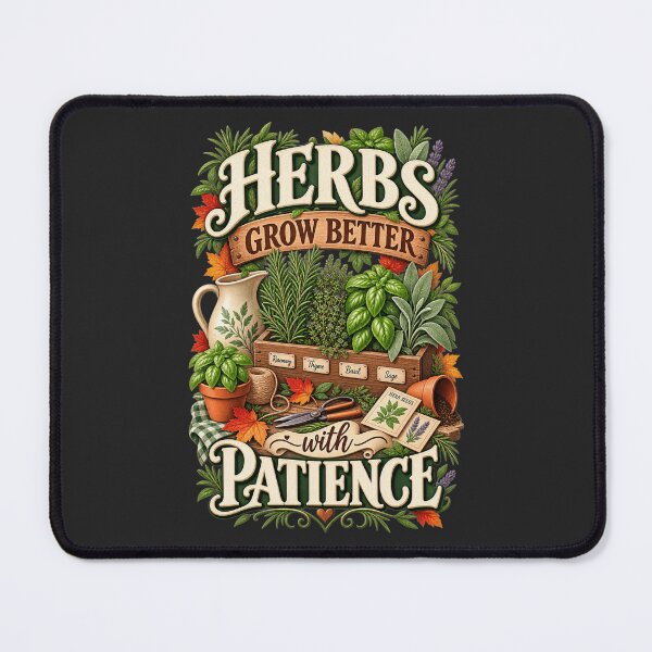 Item preview, Herbs Grow Better With Patience – Autumn Herb Garden Design designed and sold by astersgraphics.
