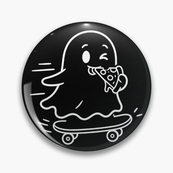Item preview, Cute Ghost Skateboarder Eating Pizza – Funny Kawaii Skater Gift designed and sold by SakuraHQ.