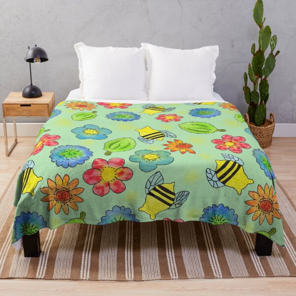 Item preview, Bumblebees and Flowers Pattern designed and sold by Brightside-art.