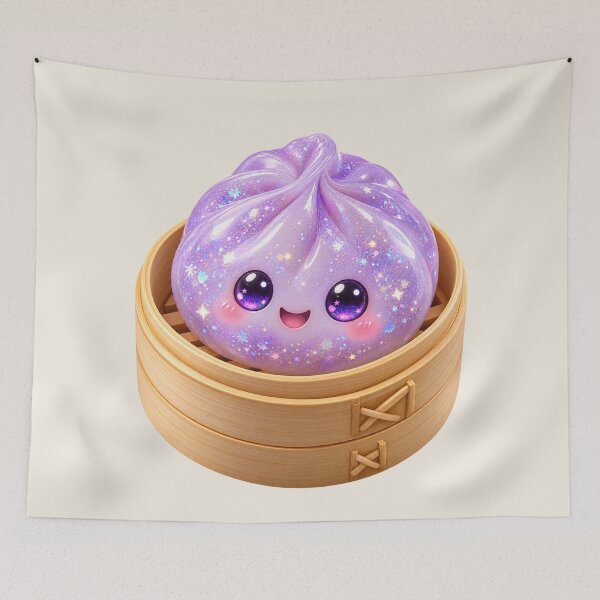 Item preview, Kawaii Sparkling Lavender Dumpling In A Steamer| Cute Glitter Asian Bao Bun Food designed and sold by Moons Studio.