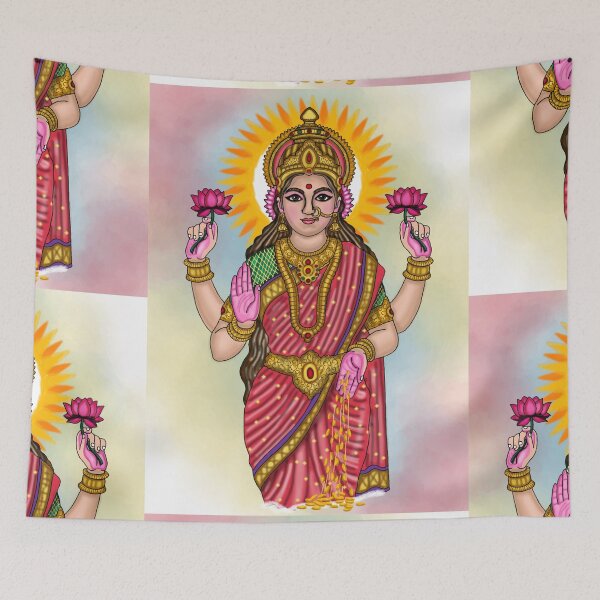 Item preview, Goddess Lakshmi Digital Drawing | Divine Hindu Goddess Artwork & Illustration designed and sold by Harshit_Digital_Arts.