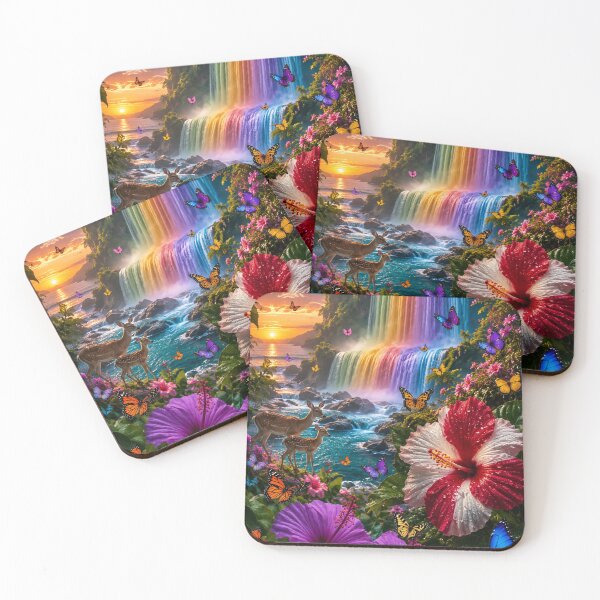 Item preview, Rainbow Waterfall Sunset Deer Sanctuary designed and sold by nardreelxz.