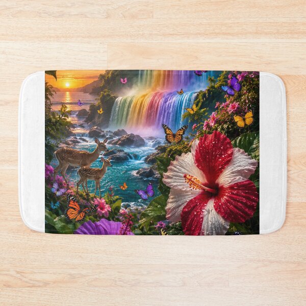 Item preview, Rainbow Waterfall Sunset Deer Sanctuary designed and sold by nardreelxz.