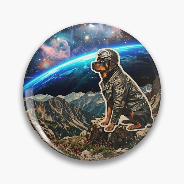 Item preview, Rottweiler Biker Cruising Toward the Cosmic Horizon designed and sold by PictoVibe.