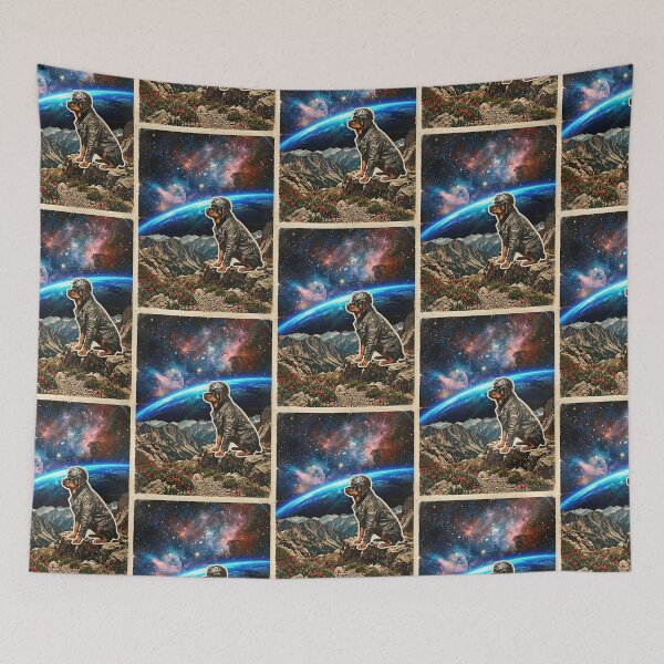 Item preview, Rottweiler Biker Cruising Toward the Cosmic Horizon designed and sold by PictoVibe.