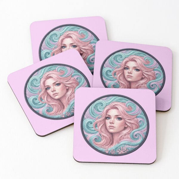 Item preview, Pink-haired ocean mermaid embroidered patch designed and sold by Azurart2.