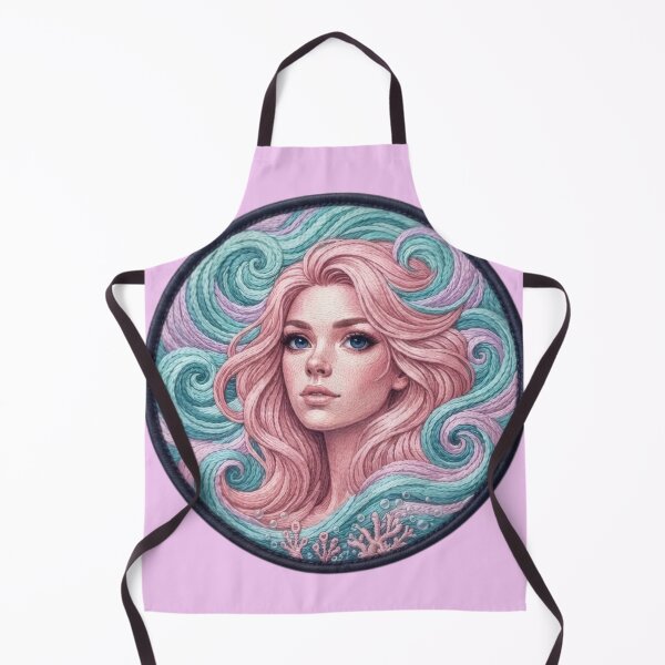 Item preview, Pink-haired ocean mermaid embroidered patch designed and sold by Azurart2.