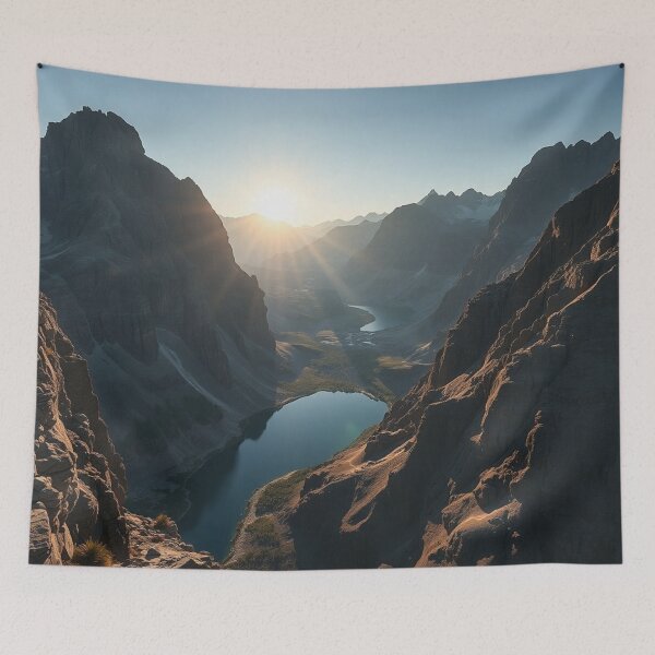 Item preview, Mountain Valley Lake Sunrise Art designed and sold by IntelliMindDesigns.