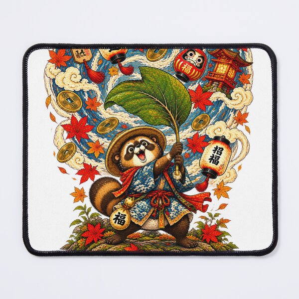 Item preview, The Tanuki of the Golden Whirlwind – Japanese Lucky Tanuki Ukiyo-e Art designed and sold by Substance_life.